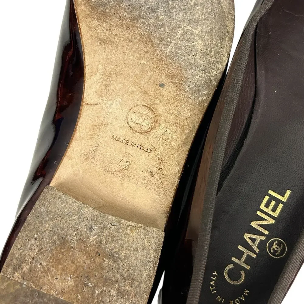 Chanel Tortoise Shell Brown CC Monogram Slip On Ballet Flats 42 12 - Picture 9 of 9